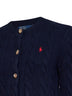 Hunter navy wool and cashmere cable knit cardigan