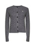 Flannel grey heather wool and cashmere cable knit cardigan