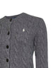 Flannel grey heather wool and cashmere cable knit cardigan