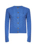 Dockside blue heather wool and cashmere cable knit cardigan