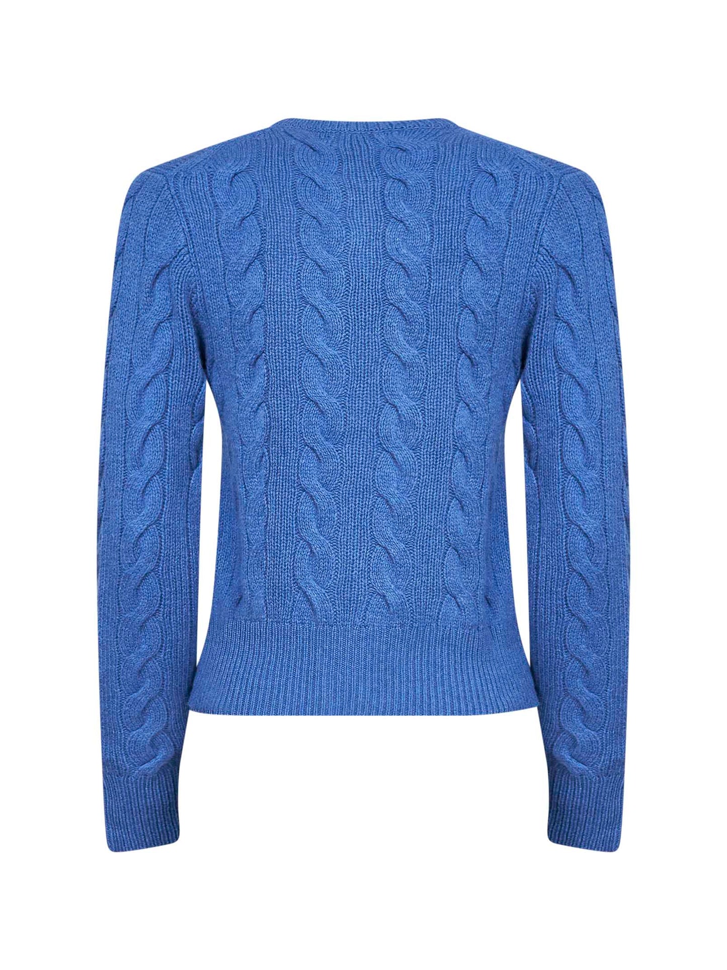 Dockside blue heather wool and cashmere cable knit cardigan