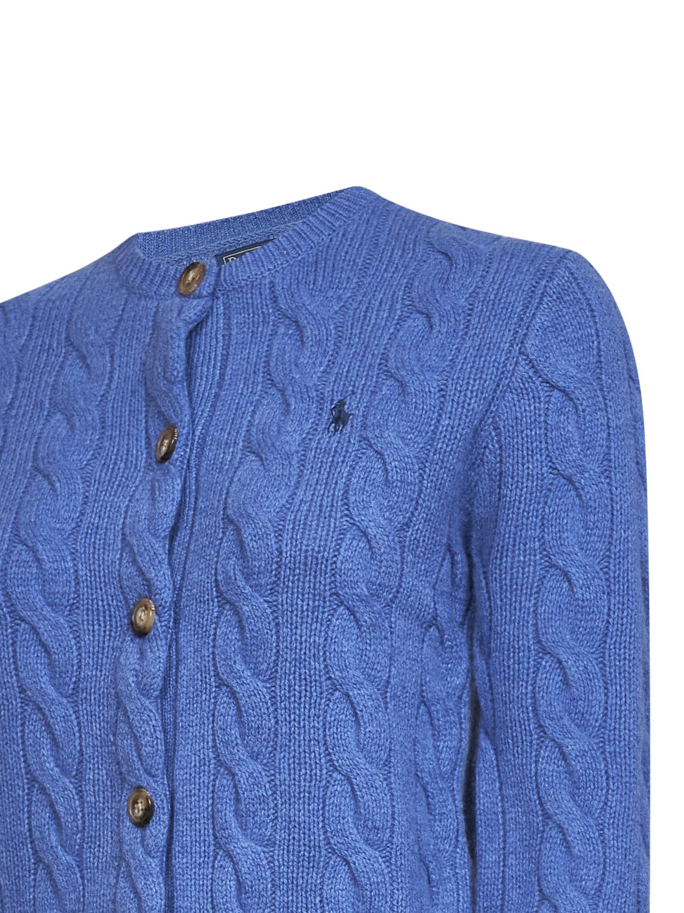 Dockside blue heather wool and cashmere cable knit cardigan