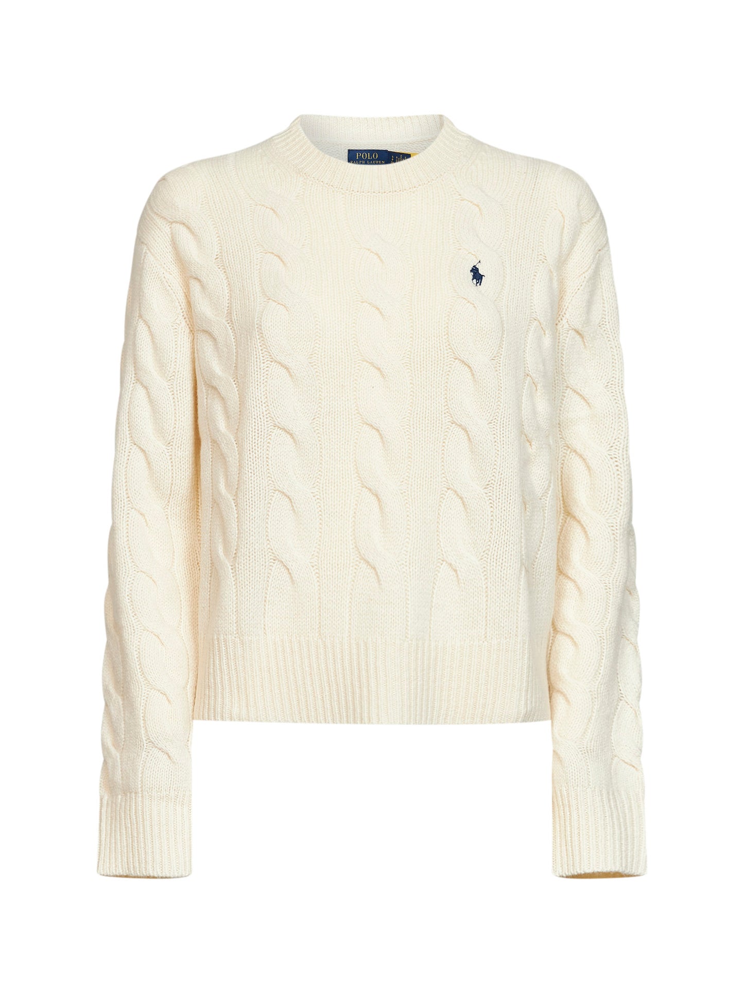 Authentic cream wool and cashmere cable-knit crewneck sweater