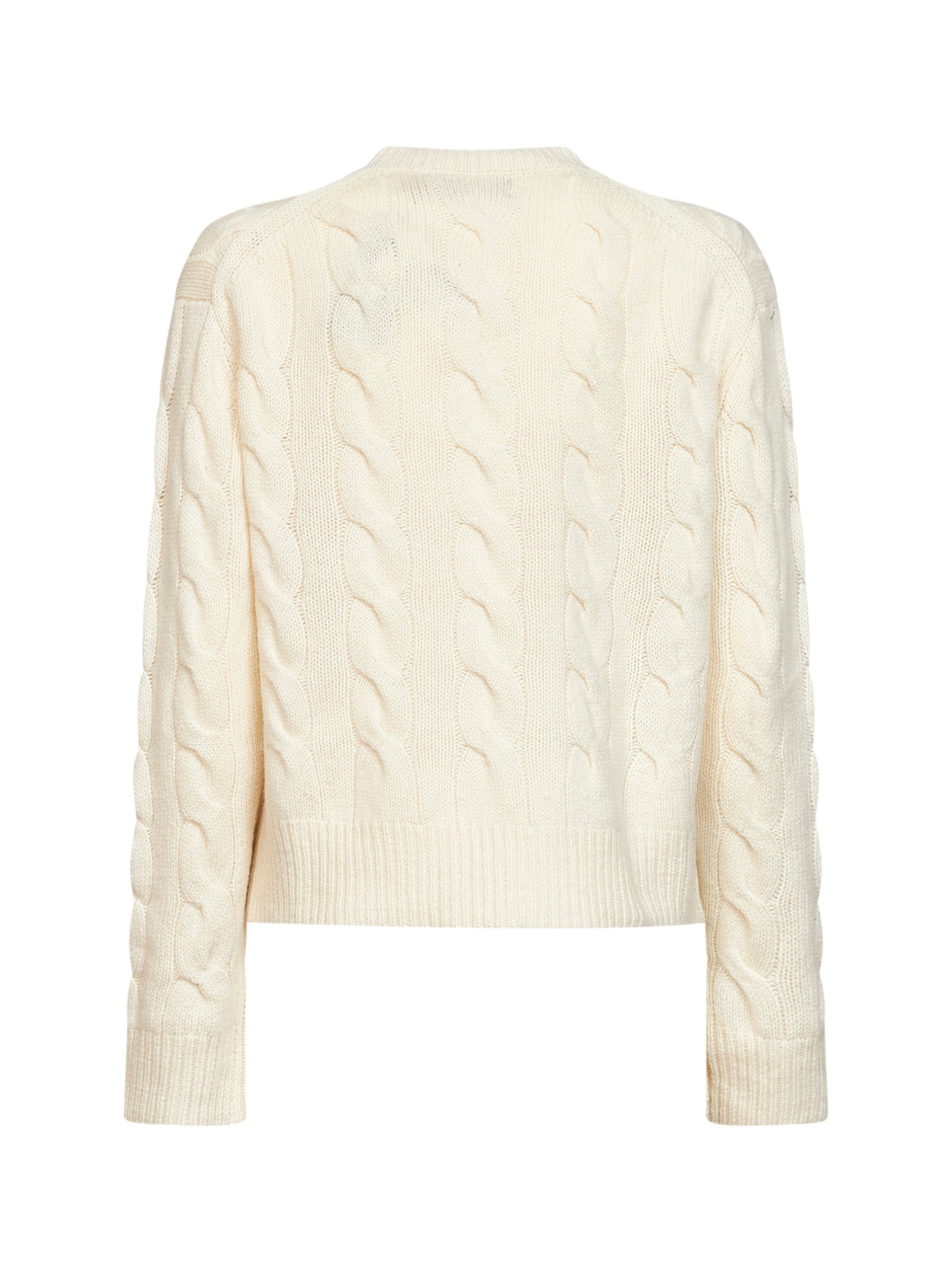 Authentic cream wool and cashmere cable-knit crewneck sweater