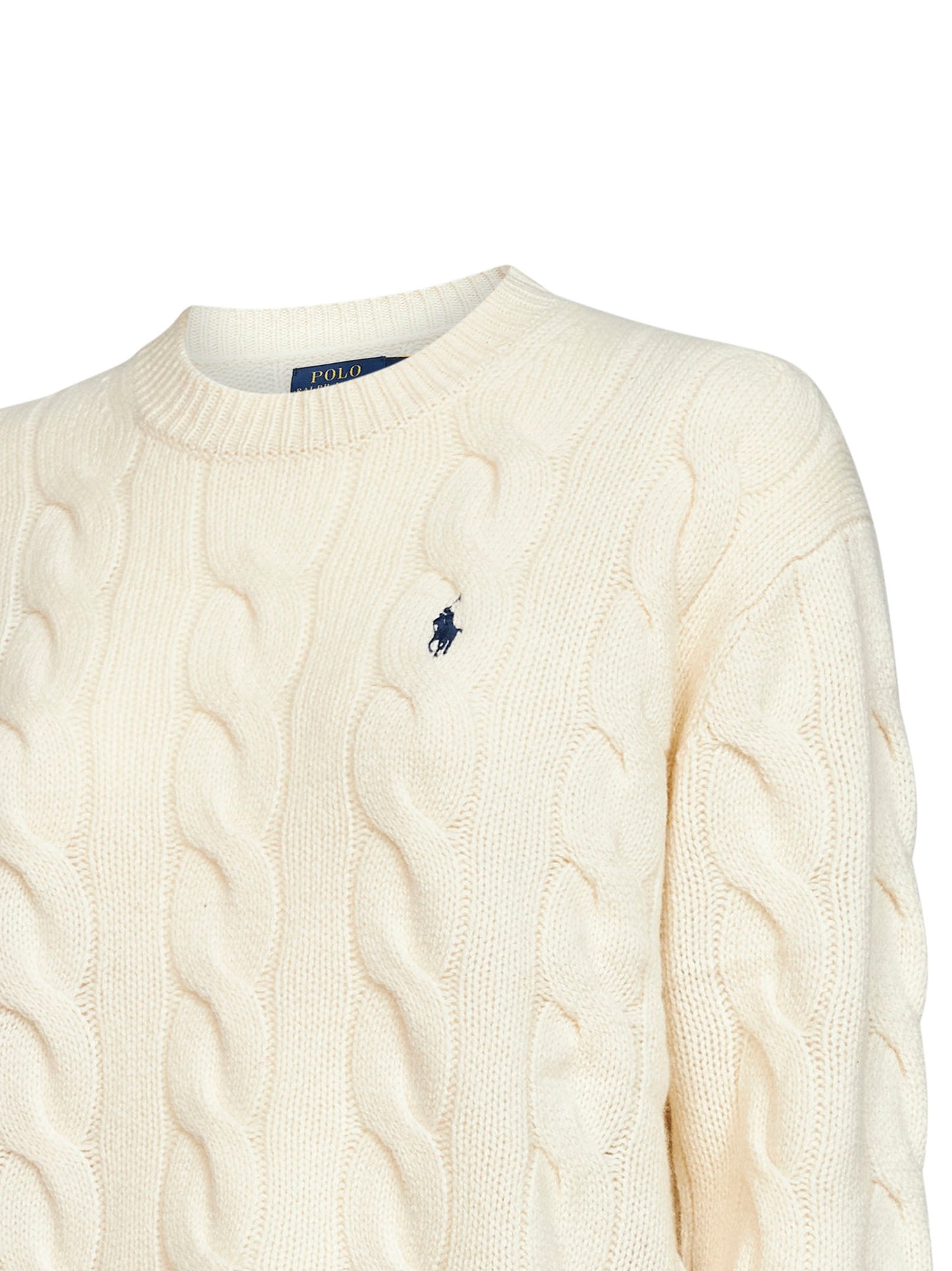 Authentic cream wool and cashmere cable-knit crewneck sweater