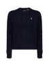 Hunter navy wool and cashmere cable-knit crewneck sweater