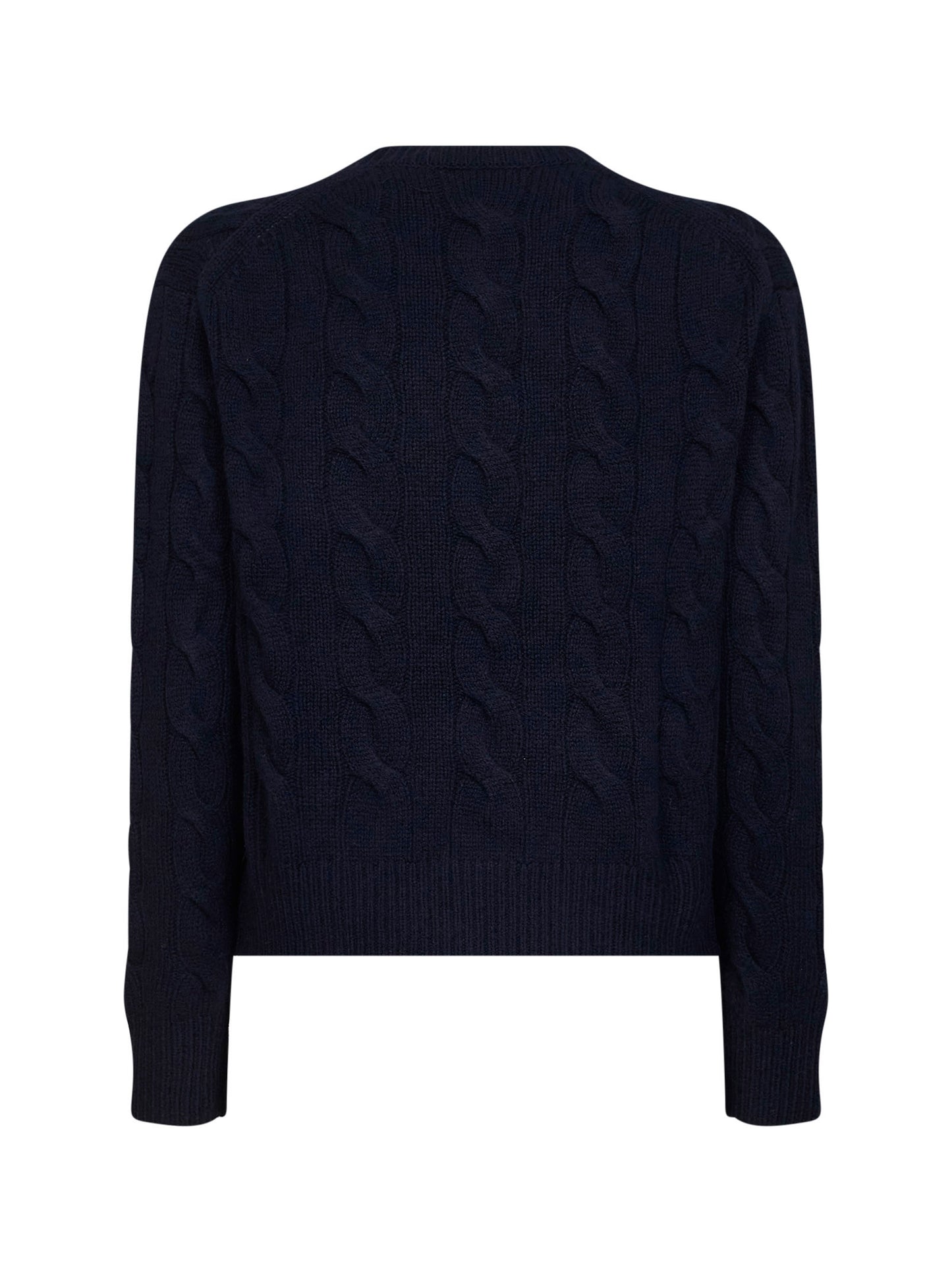 Hunter navy wool and cashmere cable-knit crewneck sweater