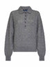 Maglia polo in lana e cashmere a trecce grigio