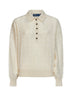 Maglia polo in lana e cashmere a trecce crema