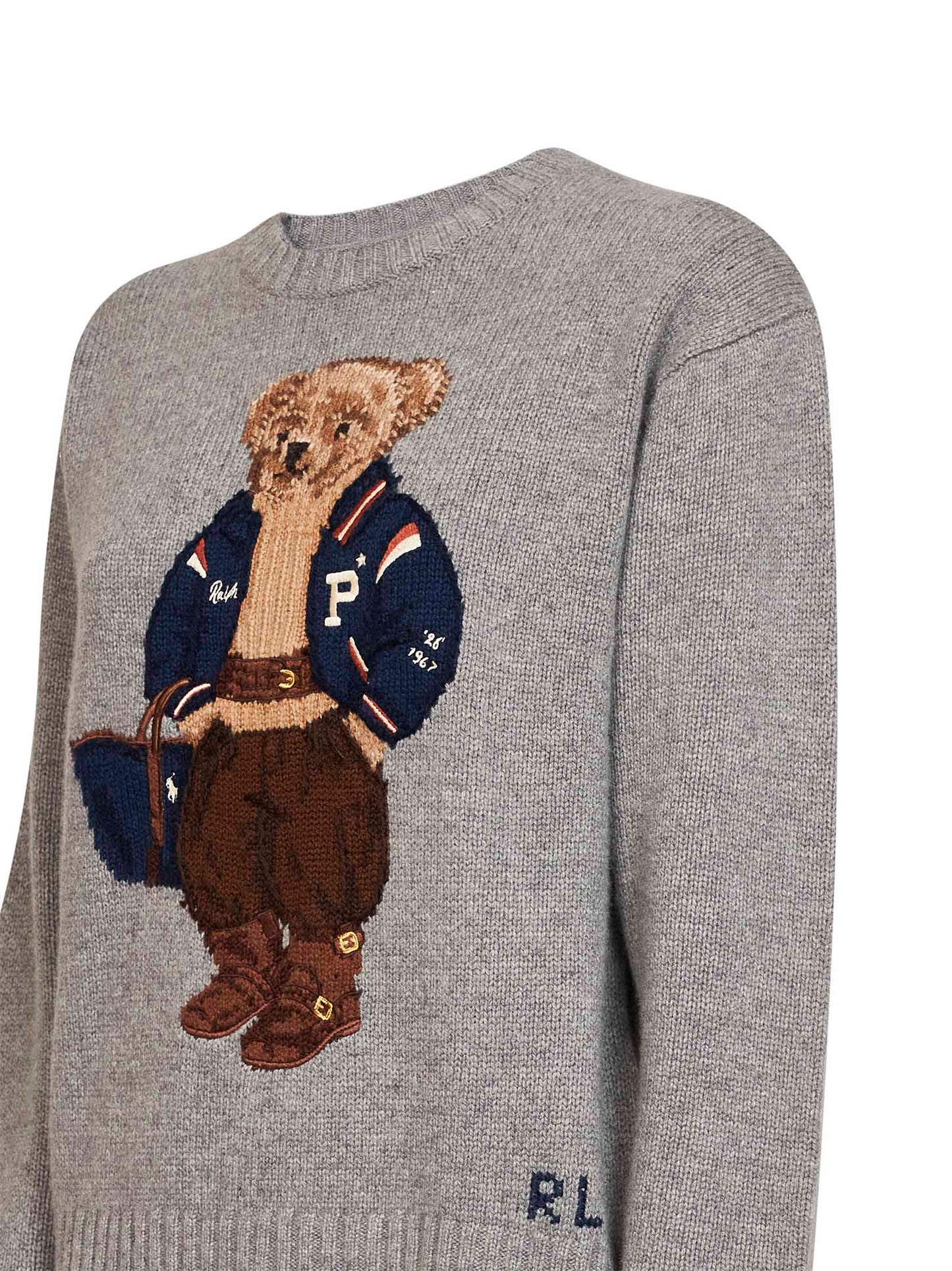 Grey Polo Bear wool and cashmere sweater