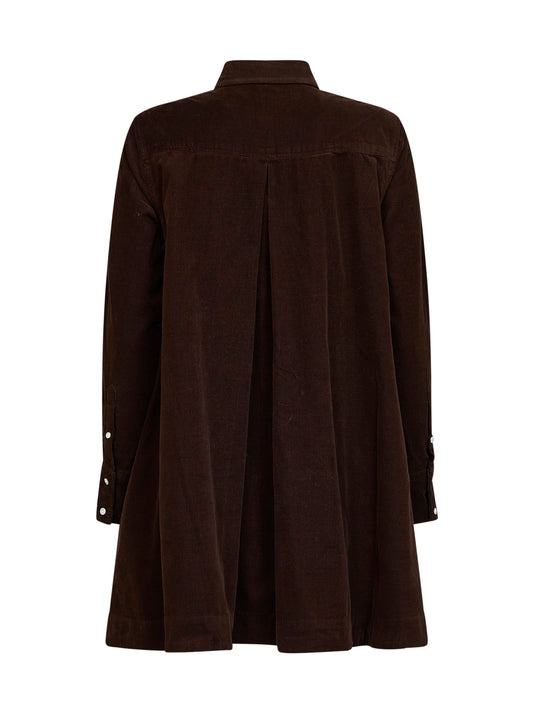 Brown corduroy A-line shirt dress