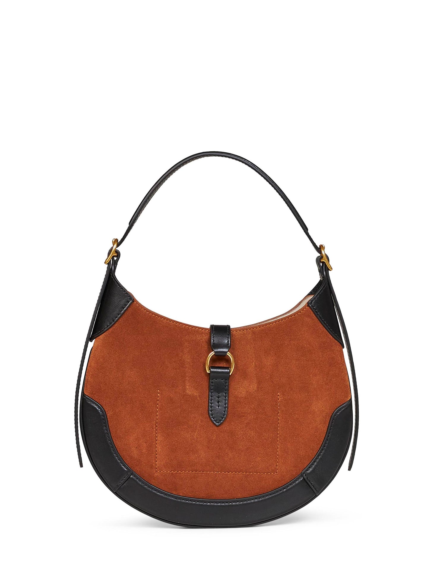 Toffee and black small Shoulder Polo ID hobo bag