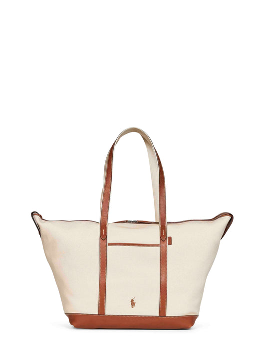 Ecru and tan large tote shopper