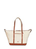 Shopper tote grande ecrù e cuoio