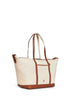 Shopper tote grande ecrù e cuoio