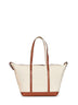 Shopper tote grande ecrù e cuoio