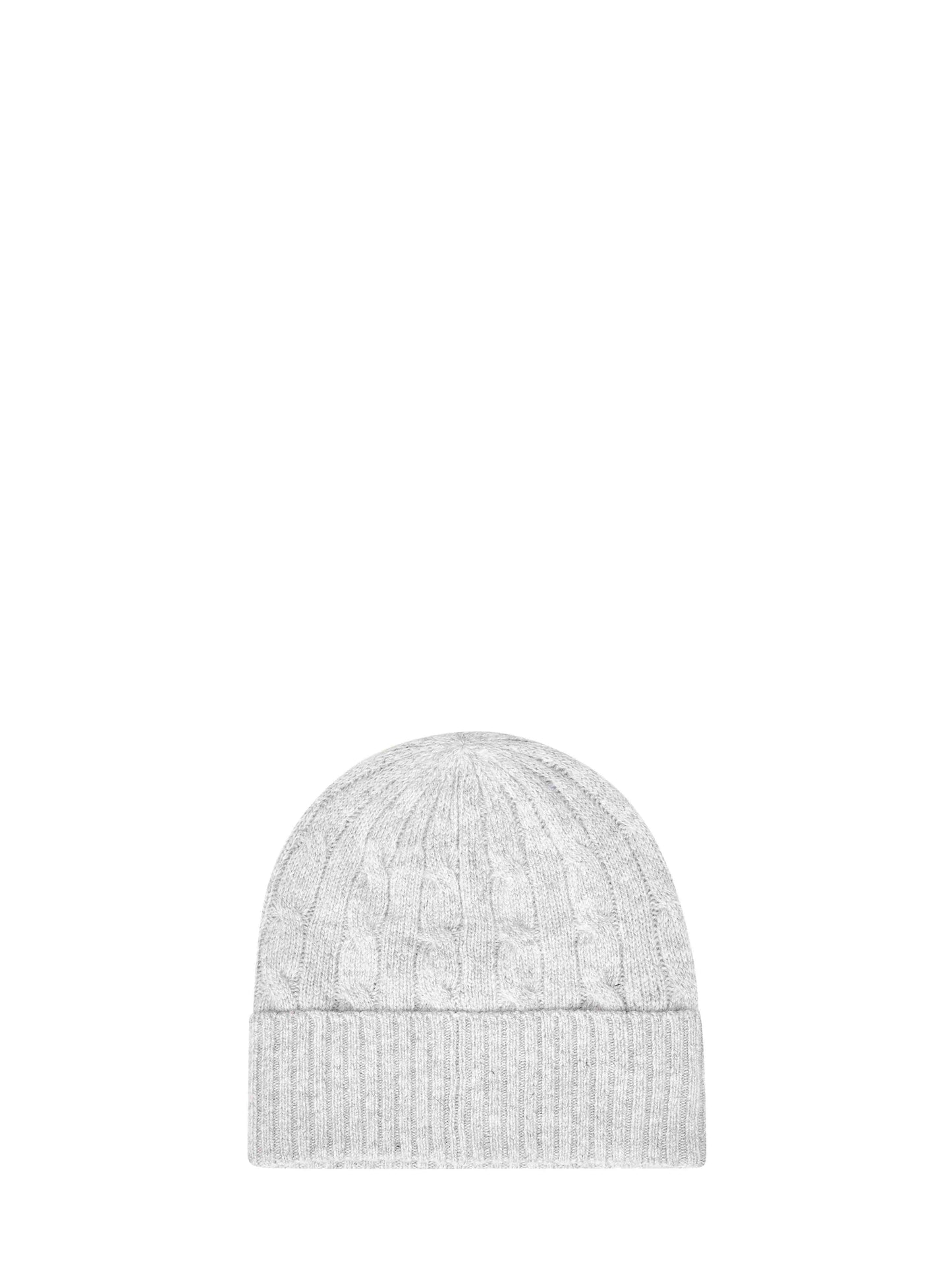 Berretto in maglia di lana e cashmere a trecce grigio chiaro