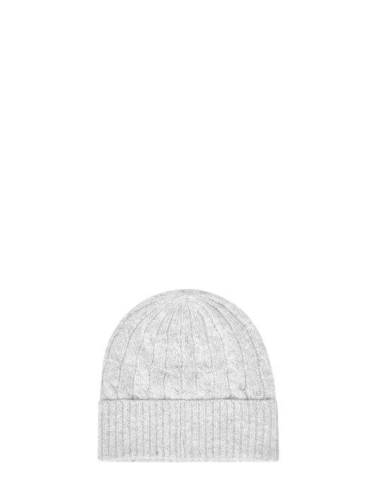 Berretto in maglia di lana e cashmere a trecce grigio chiaro