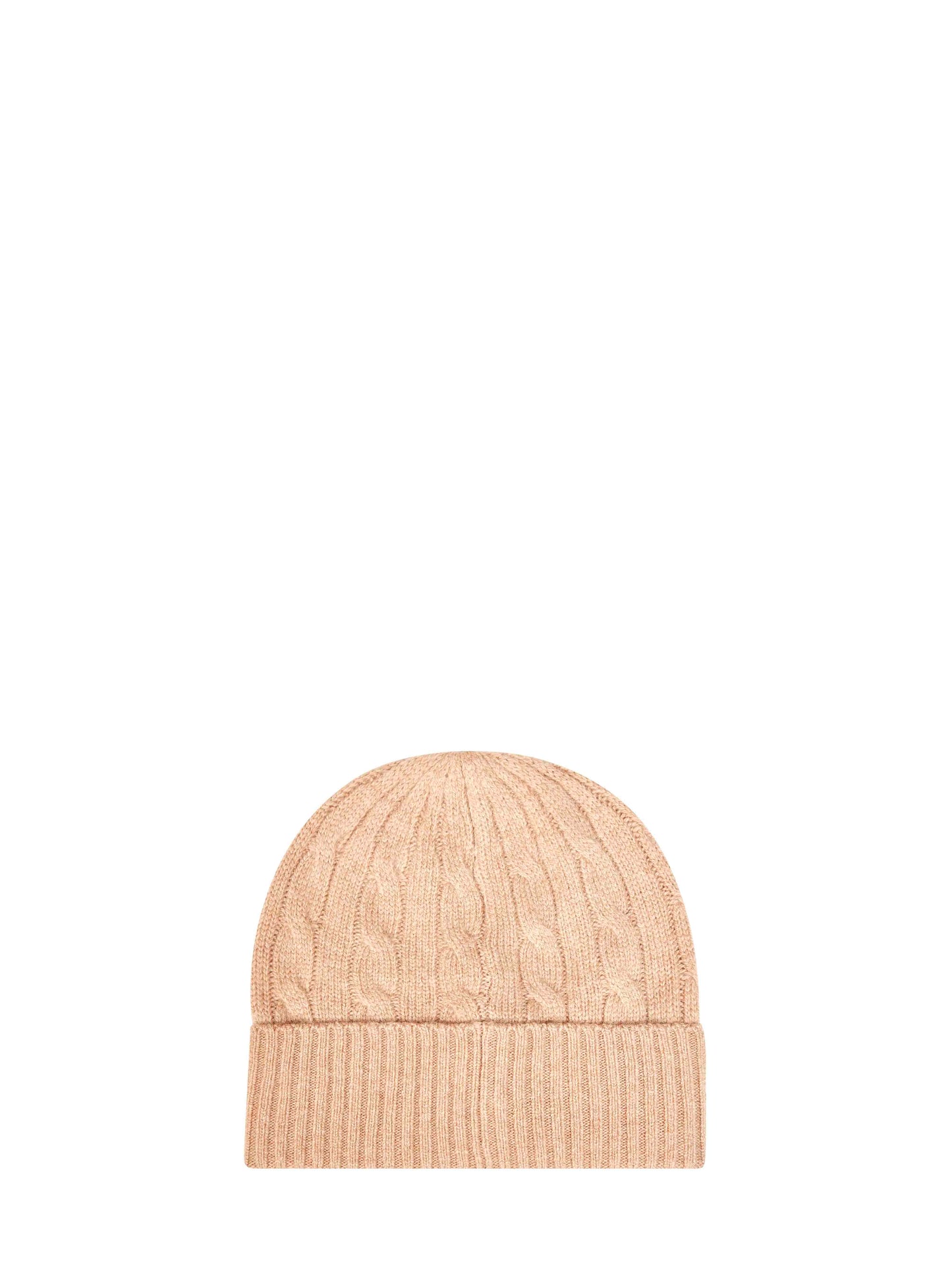 Camel cable knit wool and cashmere beanie