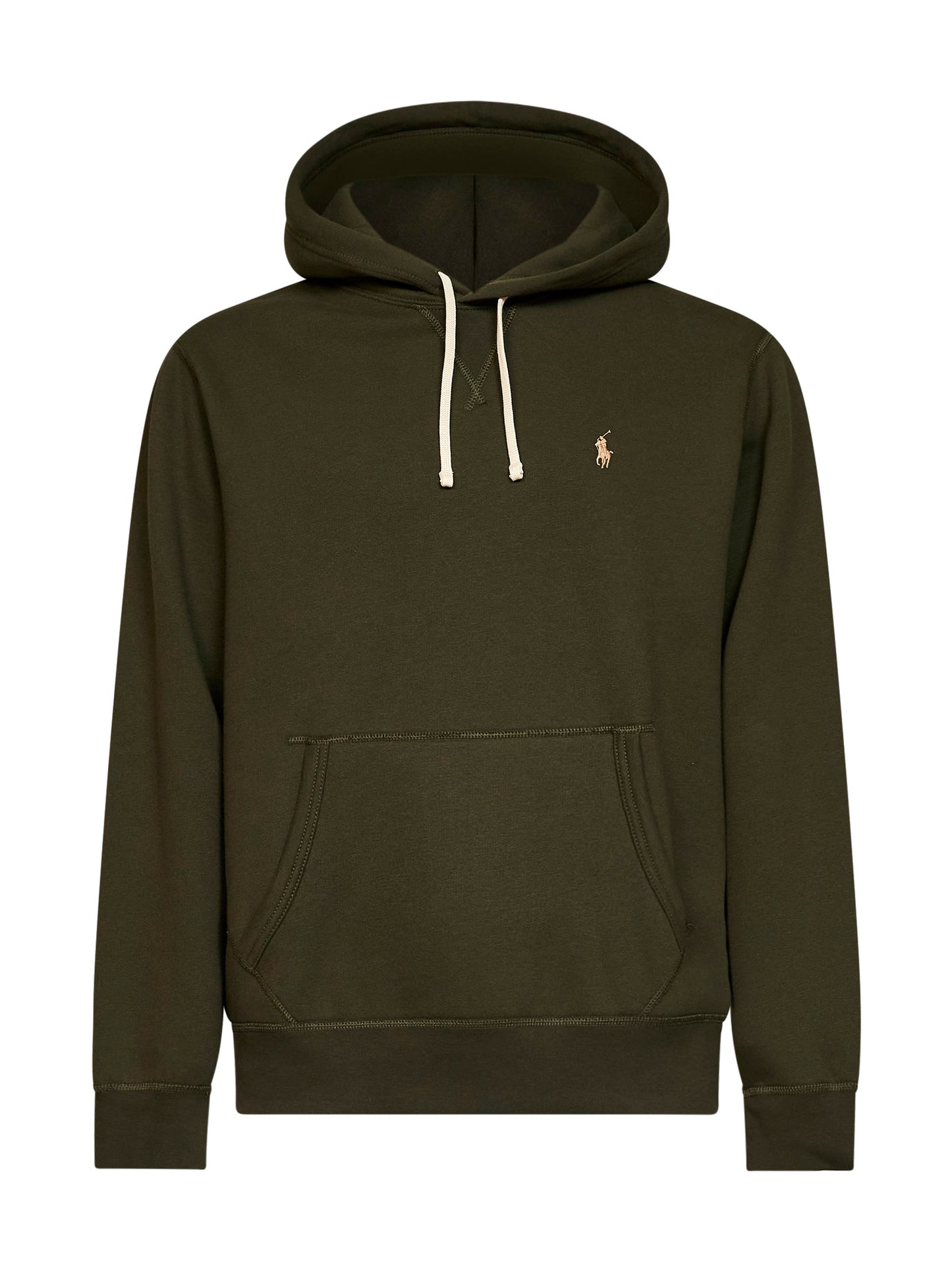 Felpa con cappuccio in misto cotone verde oliva