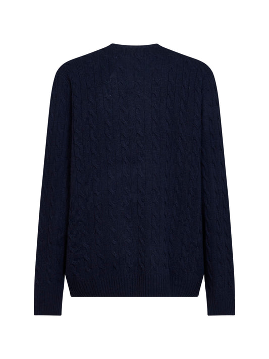 Maglione Polo in maglia a trecce blu navy