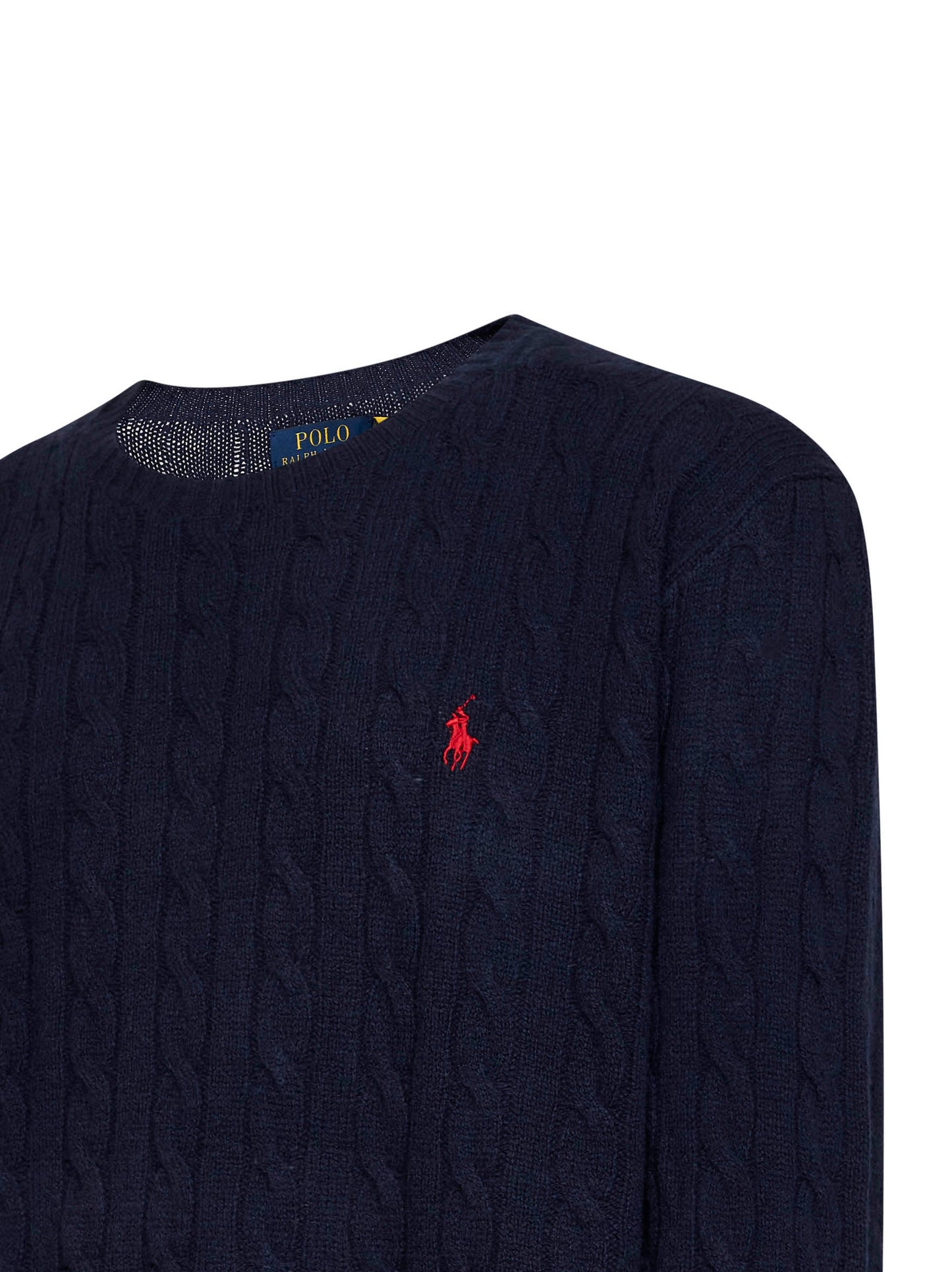 Maglione Polo in maglia a trecce blu navy
