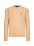 Camel melange cable-knit wool and cashmere sweater