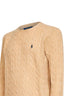 Camel melange cable-knit wool and cashmere sweater