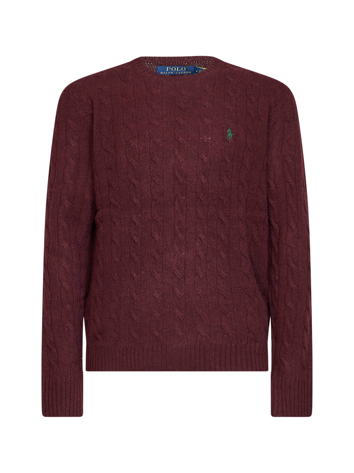Aged wine heather cable-knit wool and cashmere sweater