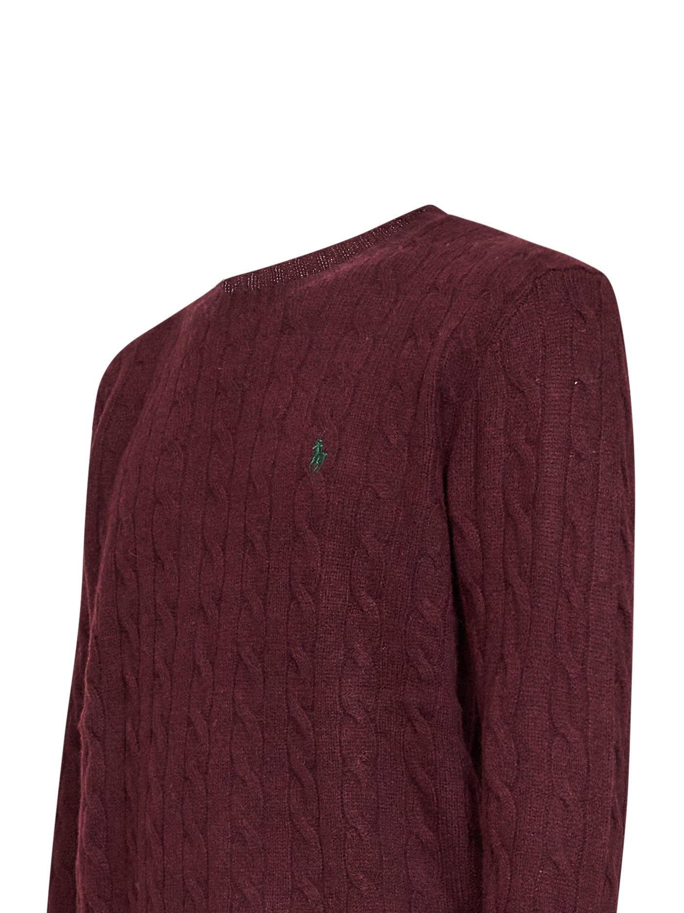 Aged wine heather cable-knit wool and cashmere sweater