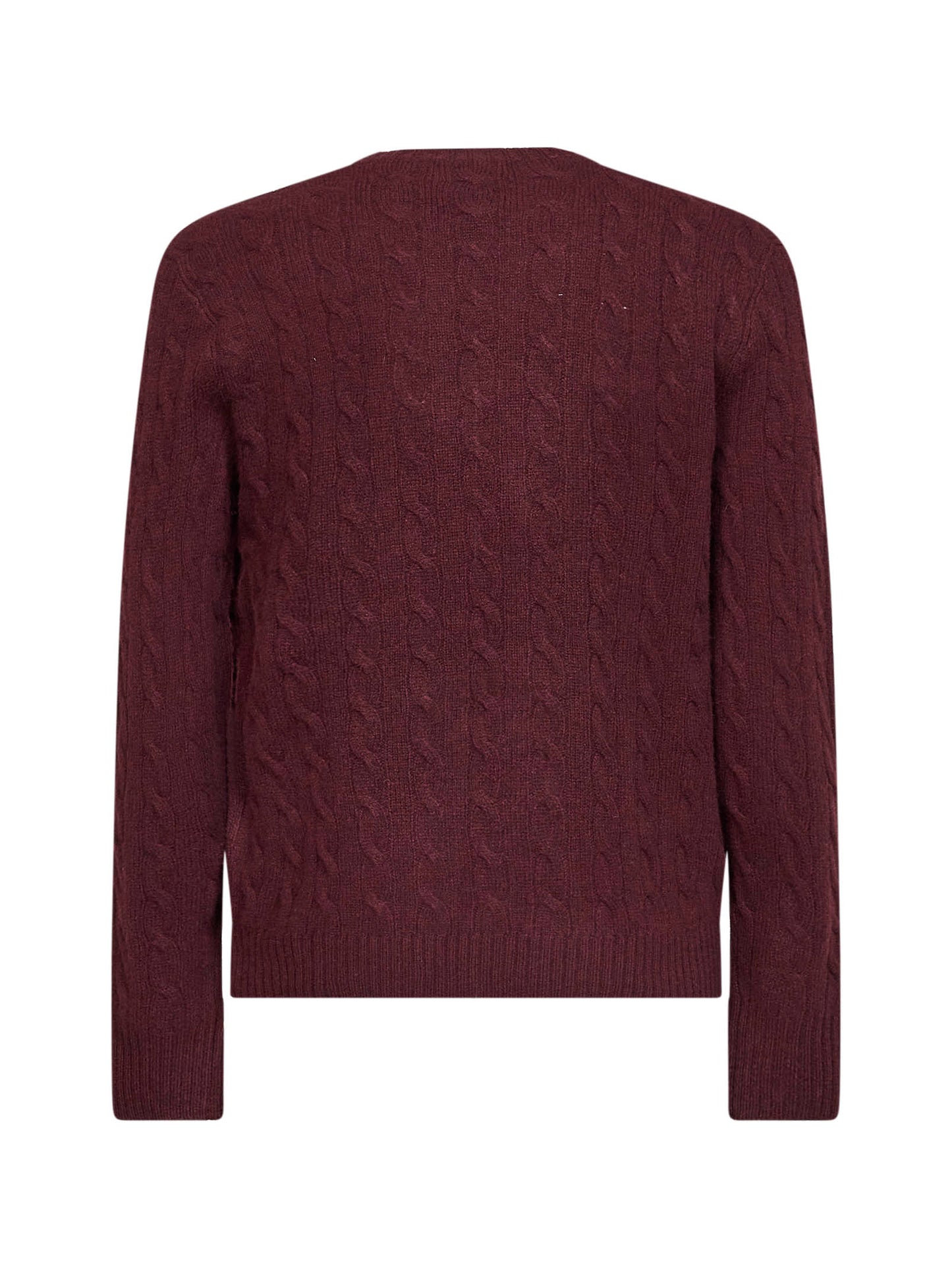 Aged wine heather cable-knit wool and cashmere sweater