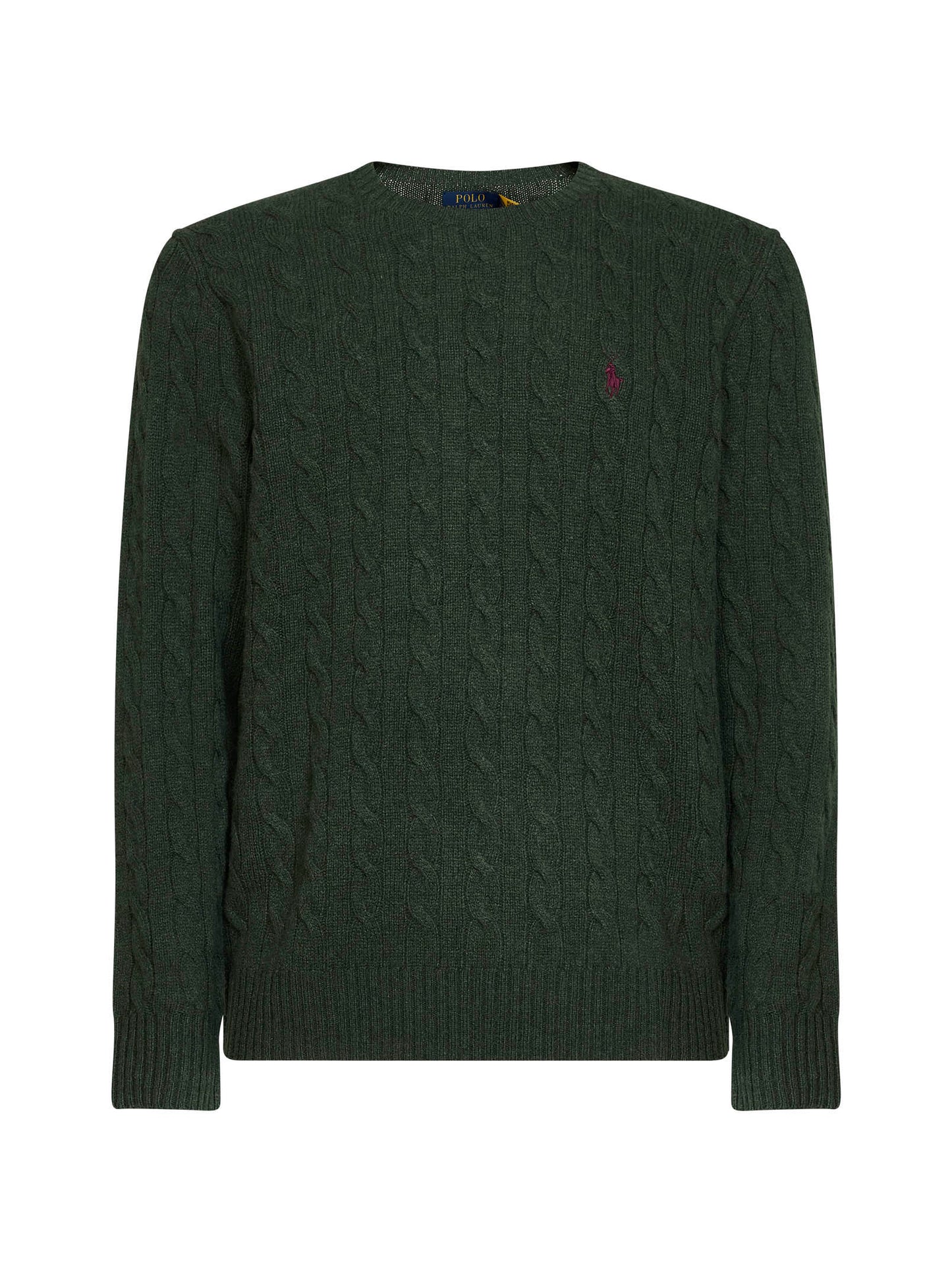 Green cable knit Polo sweater