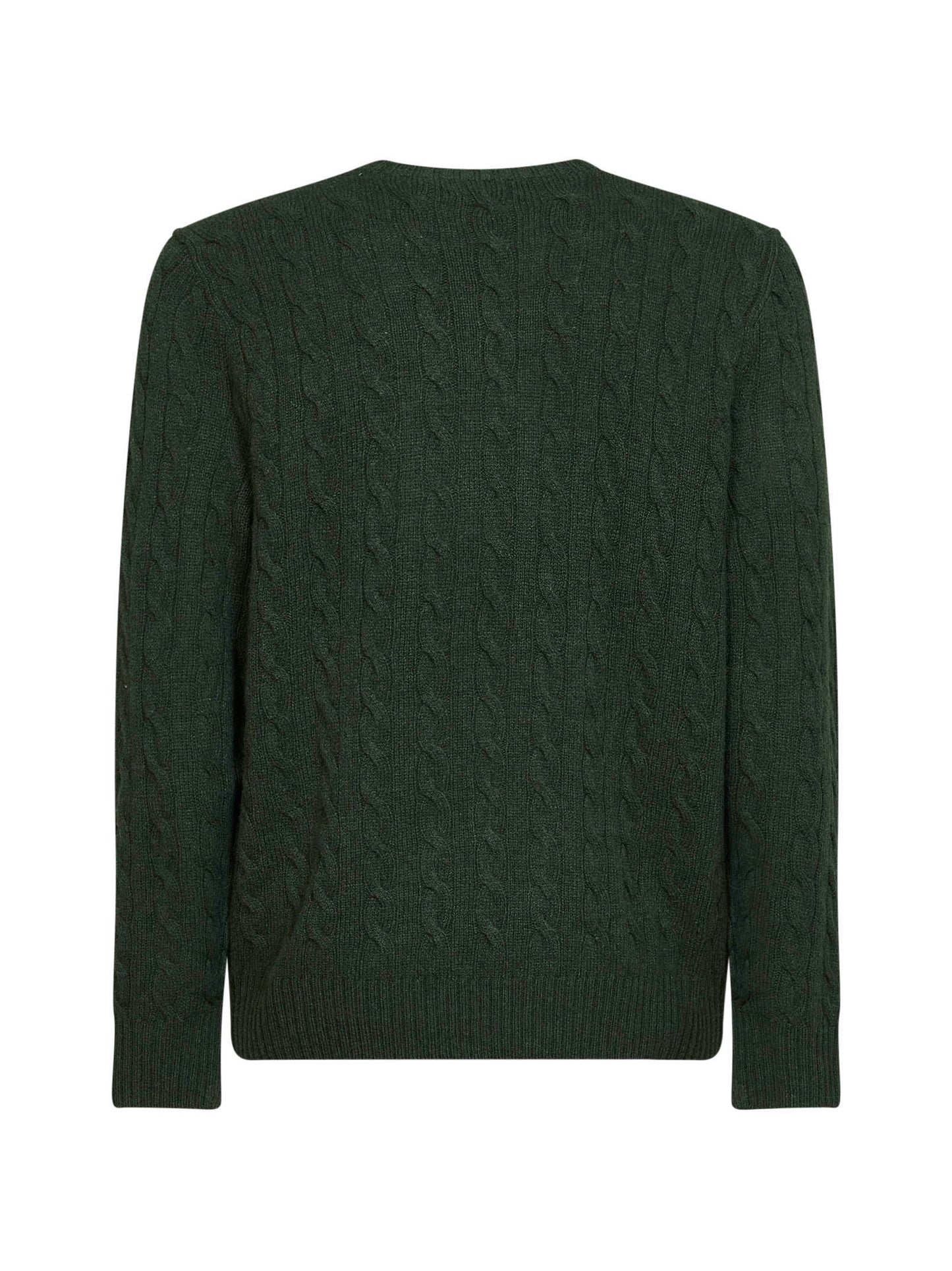 Green cable knit Polo sweater