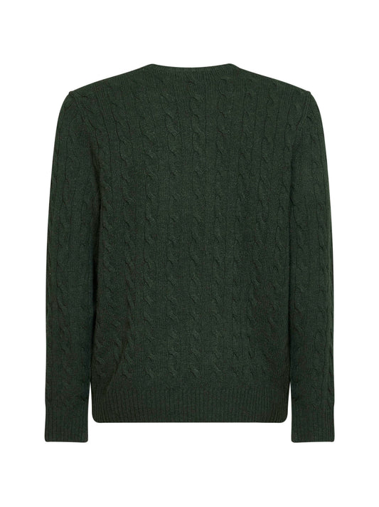 Green cable knit Polo sweater