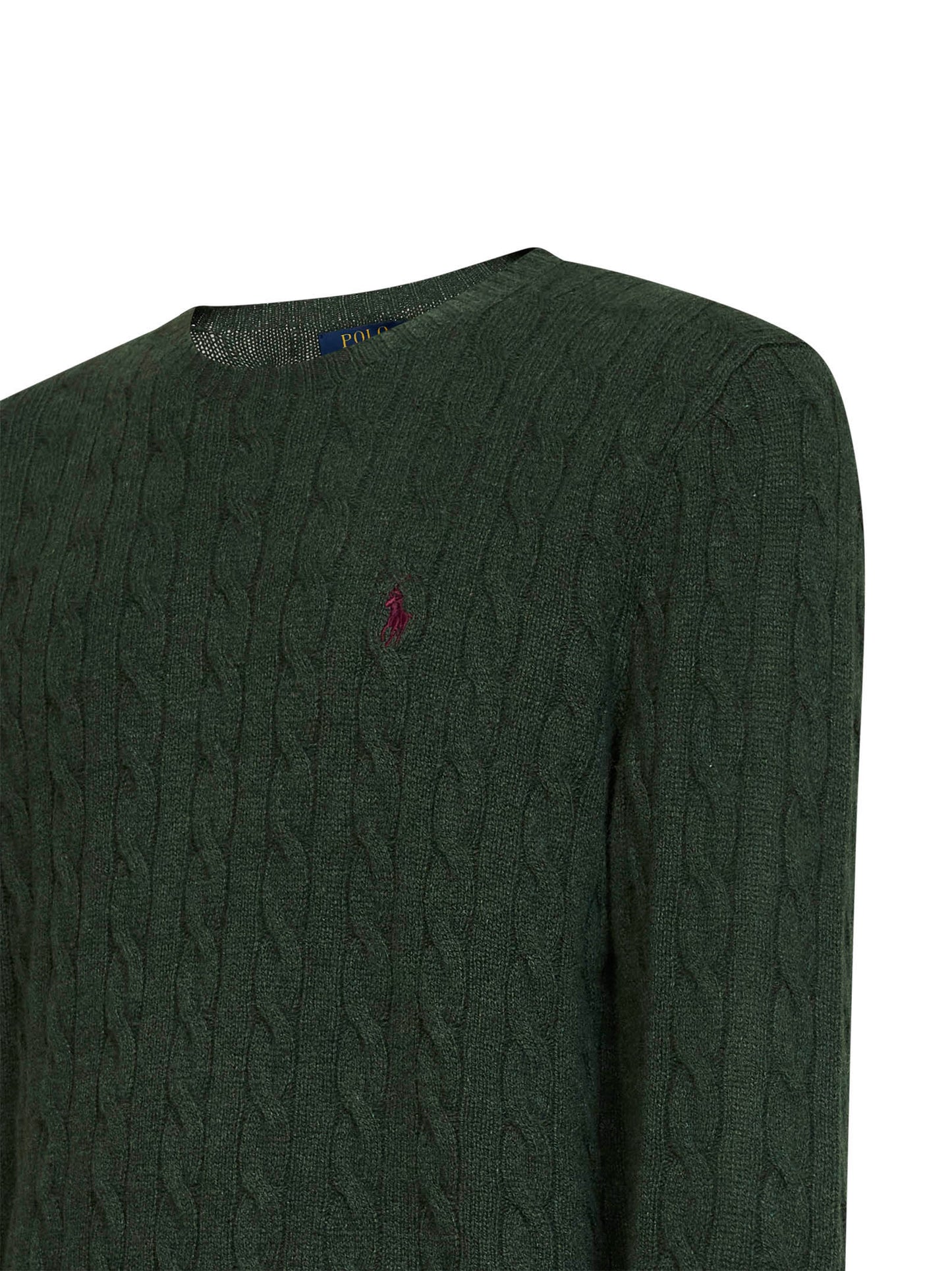 Green cable knit Polo sweater