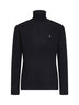 Black cable-knit wool and cashmere turtleneck sweater
