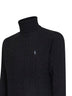 Black cable-knit wool and cashmere turtleneck sweater