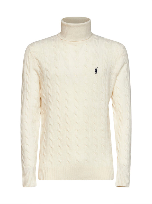 Andover cream cable-knit wool and cashmere turtleneck sweater