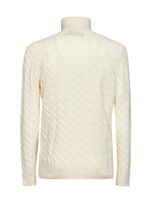 Andover cream cable-knit wool and cashmere turtleneck sweater