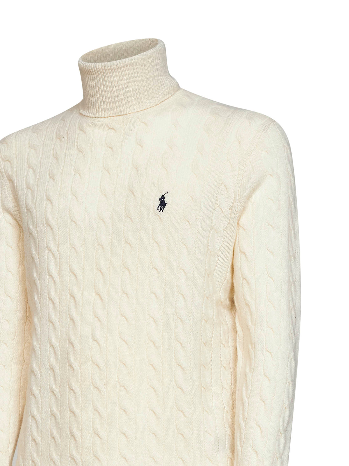 Andover cream cable-knit wool and cashmere turtleneck sweater