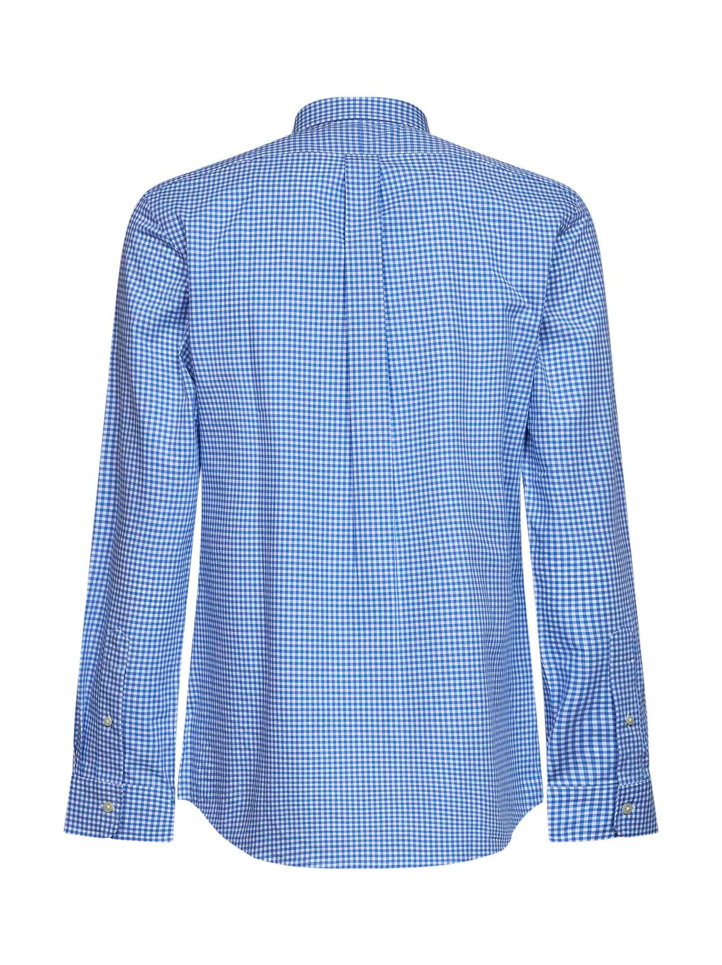 Camicia a quadri Slim-Fit in popeline stretch blu e bianco