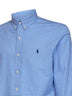 Camicia a quadri Slim-Fit in popeline stretch blu e bianco