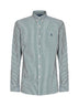 Green and white striped slim-fit Oxford shirt