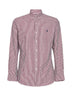 Camicia oxford slim-fit a righe in bianco e bordeaux