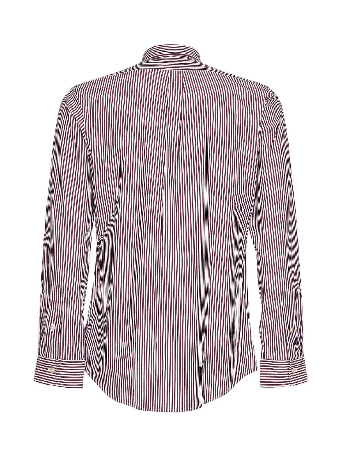 Camicia oxford slim-fit a righe in bianco e bordeaux