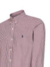 Camicia oxford slim-fit a righe in bianco e bordeaux