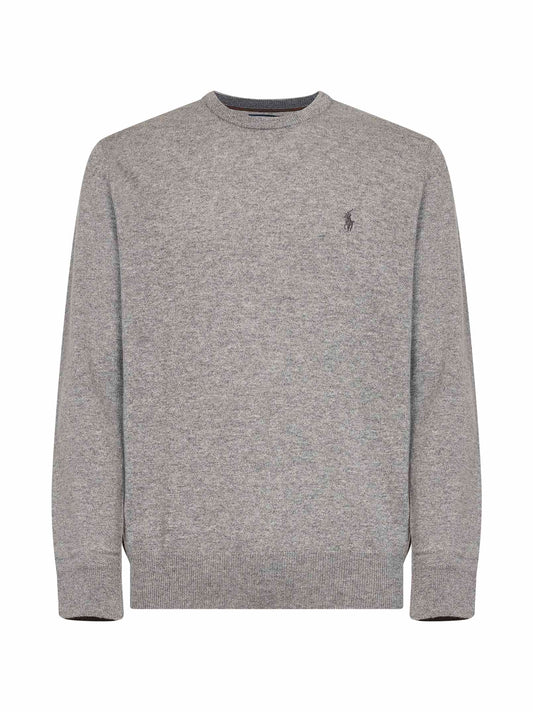 Grey crew-neck long-sleeved sweater