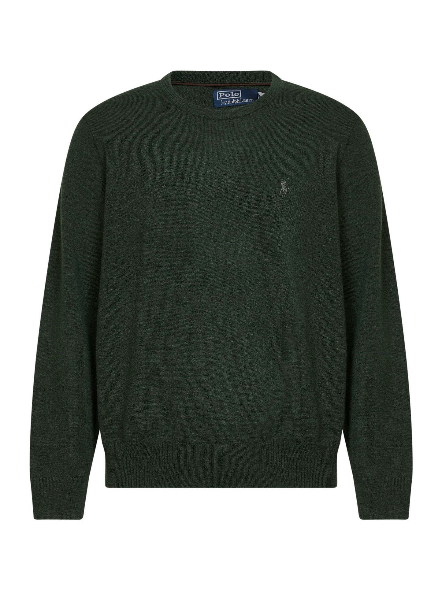Green crew-neck long-sleeved sweater