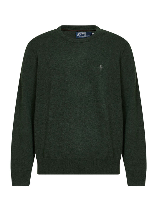 Green crew-neck long-sleeved sweater