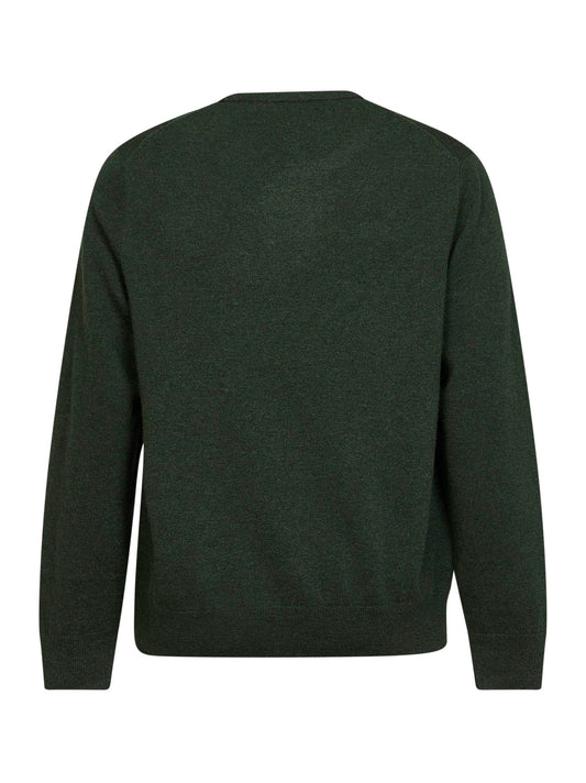 Green crew-neck long-sleeved sweater